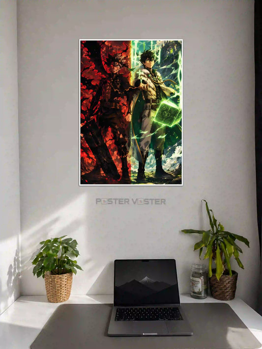 Asta & Yuno Black Clover Anime Poster on Wall - Poster Voster