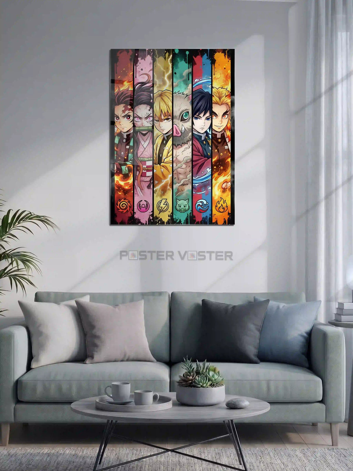 Demon Slayer Characters Metal Poster on Wall - Poster Voster