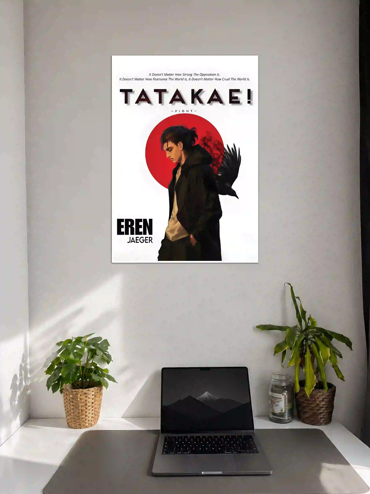 Eren yeager Tatakae Fight Poster on Wall - Poster Voster