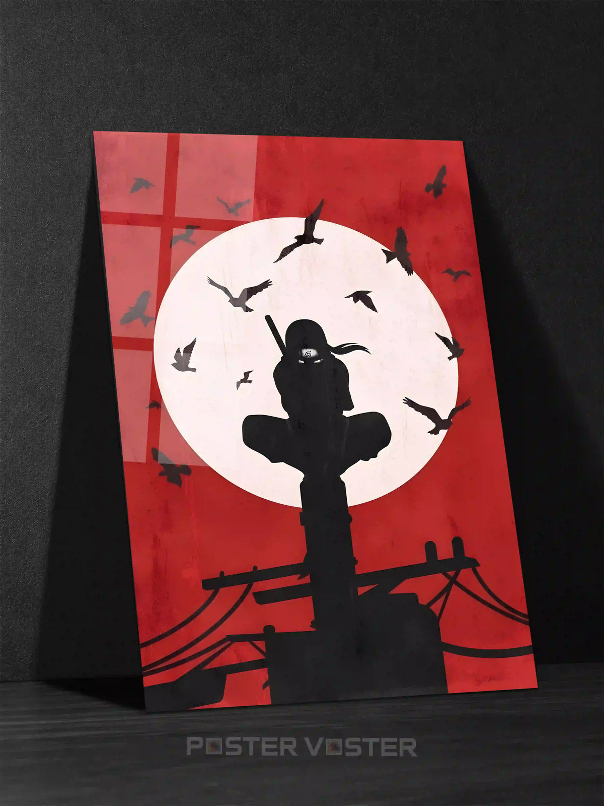 Itachi Uchiha Red Moon Anime Metal Poster Main Image - Poster Voster