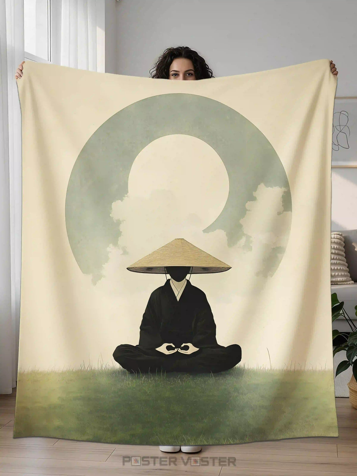 Japanese Zen Monk Meditation Aesthetic Wall Tapestry - Poster Voster