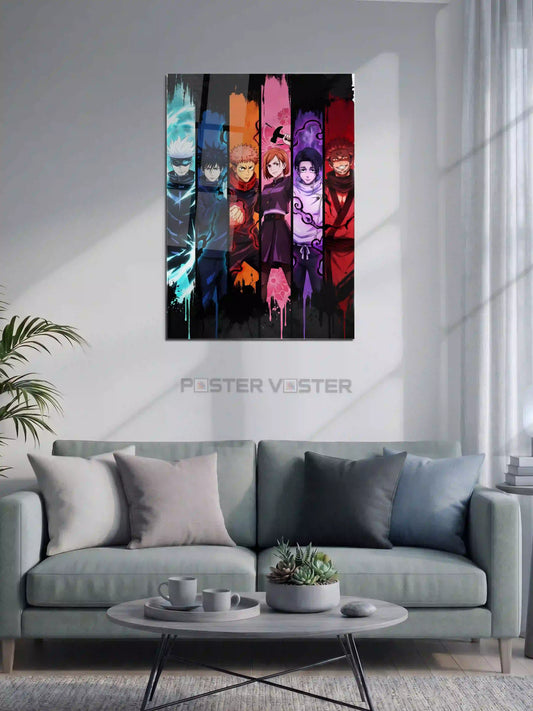 Jujutsu Kaisen Characters Metal Poster on Wall - Poster Voster