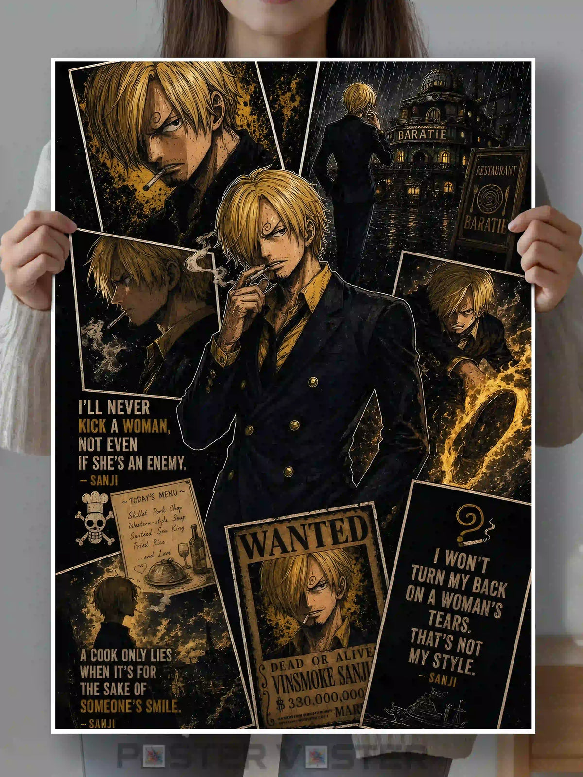 Sanji Wanted One Piece Anime Poster  Main Image - Poster Voster