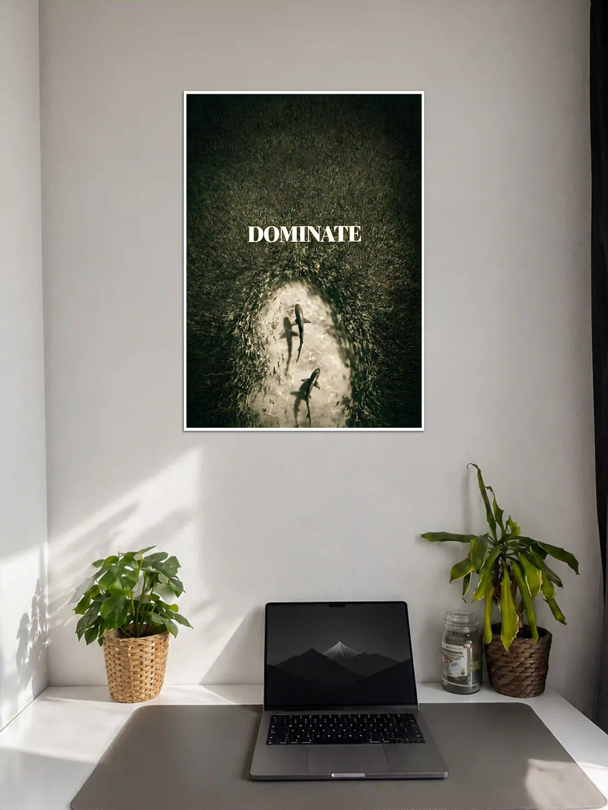 Shark Mindset Dominate Motivational Poster on Wall - Poster Voster