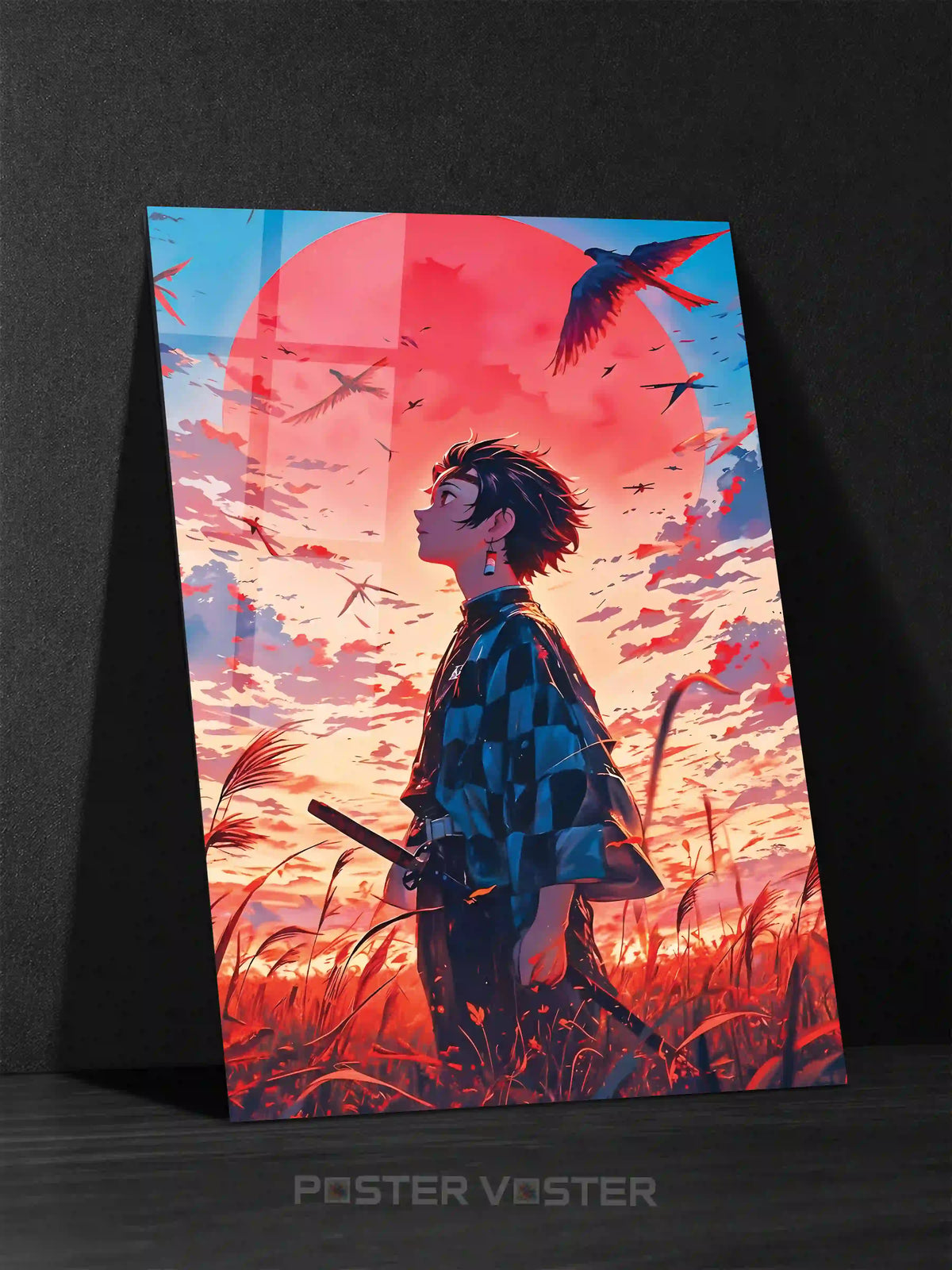 Tanjiro Kamado Sunset Anime Metal Poster Main Image - Poster Voster