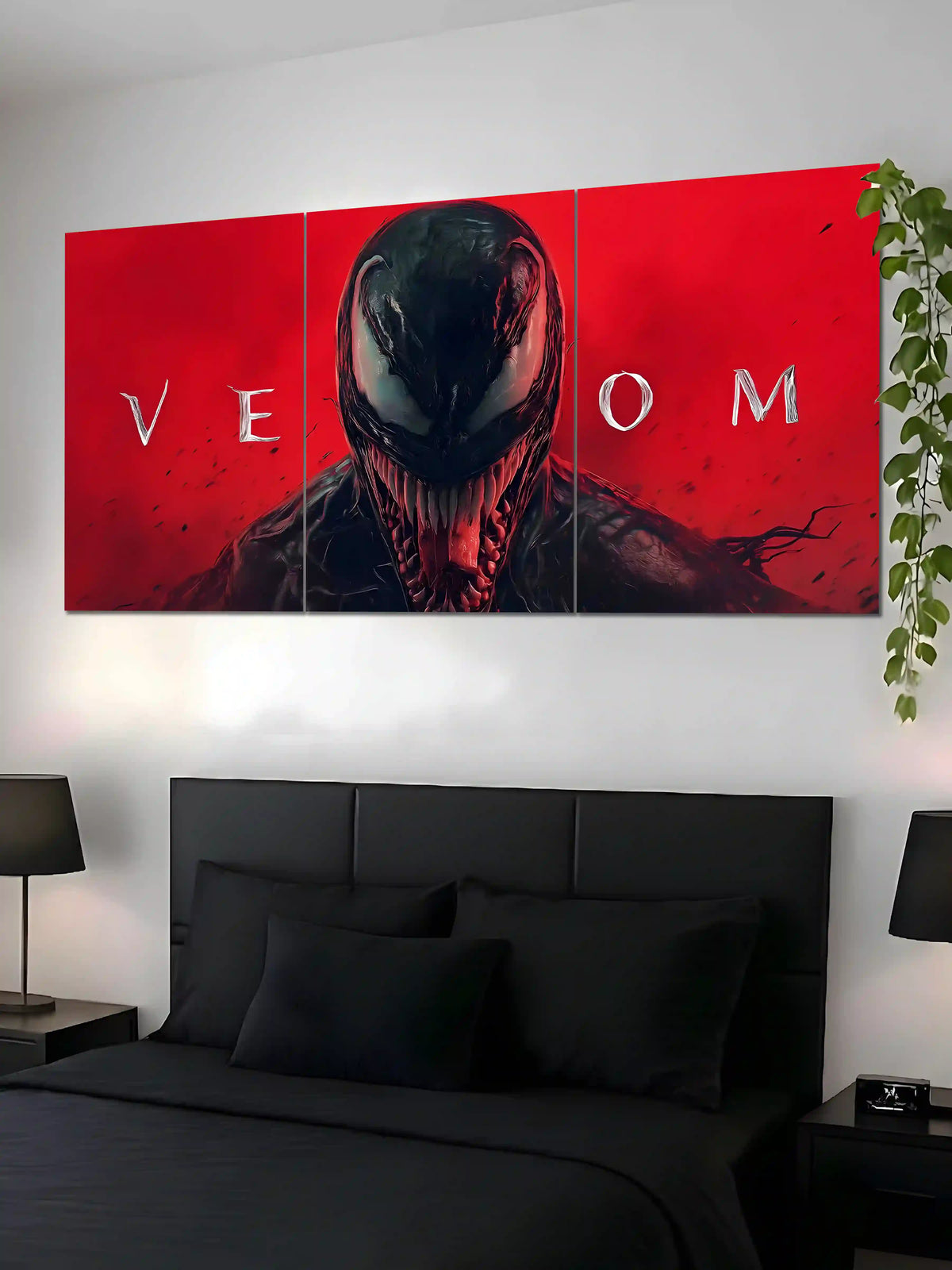 Venom Dark Superhero 3 Panel Split Poster - Poster Voster