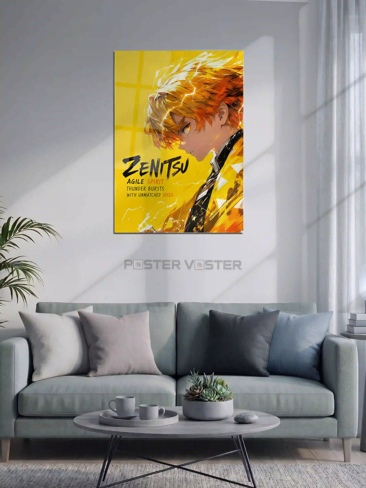 Zenitsu Agatsuma Demon Slayer Metal Poster on Wall - Poster Voster